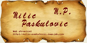 Milić Paskulović vizit kartica